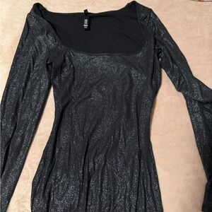 Skims Soft Lounge Shimmer Long Sleeve Dresss